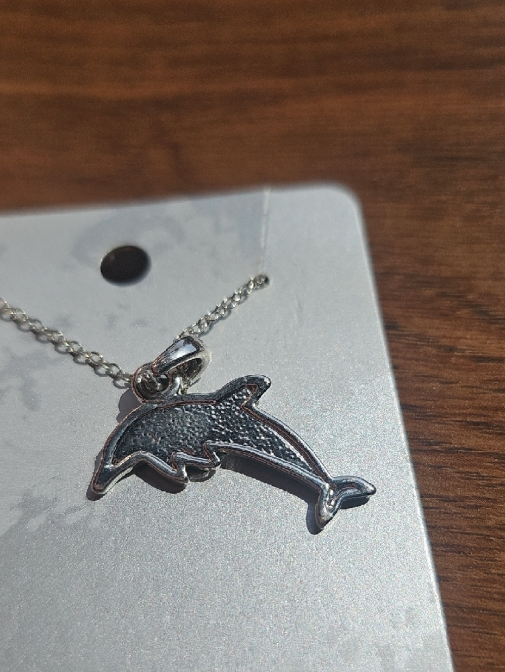 New Silver Dolphin Pendant Necklace with Abalone Inlay - Silver From Sea World - Picture 6 of 6